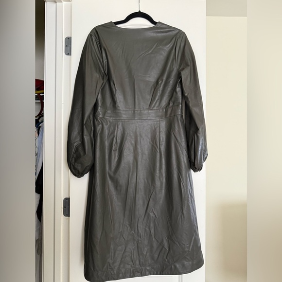Banana Republic Olive Vegan Leather Wrap Dress - Picture 8 of 9